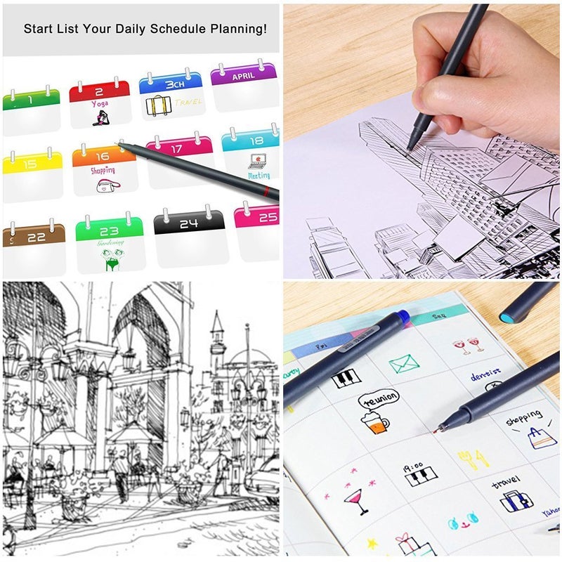Taotree 24 Fineliner Color Pens  Fine Line Colored Sketch Writing Drawing Pens for Journaling Planner Note Taking Adult Coloring Books  Porous Fine Point Markers  School Office Teacher Art Supplies - Image 5
